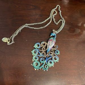 Betsy Johnson Peacock Pendant Necklace
